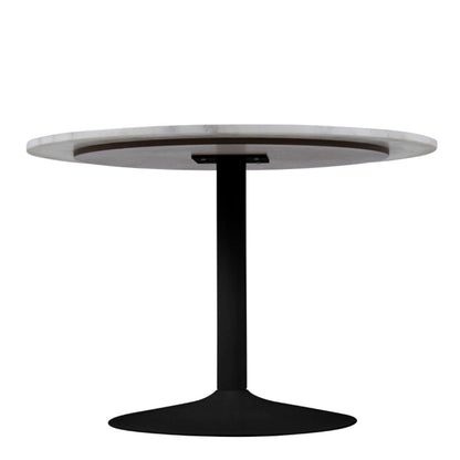 Tarifa Round Dining Table with White Polished Marble Top and Black Base 110x110cm