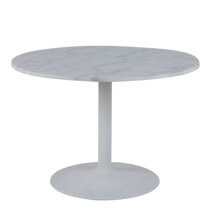 Tarifa Round Dining Table with White Polished Marble Top and White Base 110x110cm