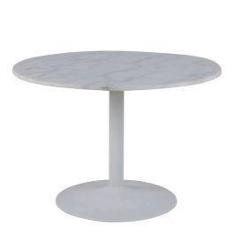 Tarifa Round Dining Table with White Polished Marble Top and White Base 110x110cm