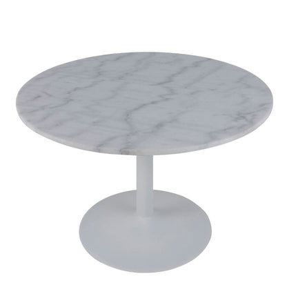 Tarifa Round Dining Table with White Polished Marble Top and White Base 110x110cm