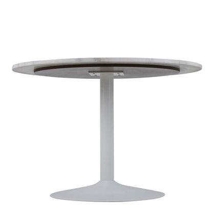 Tarifa Round Dining Table with White Polished Marble Top and White Base 110x110cm