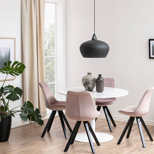 Tarifa Round Dining Table with White Polished Marble Top and White Base 110x110cm