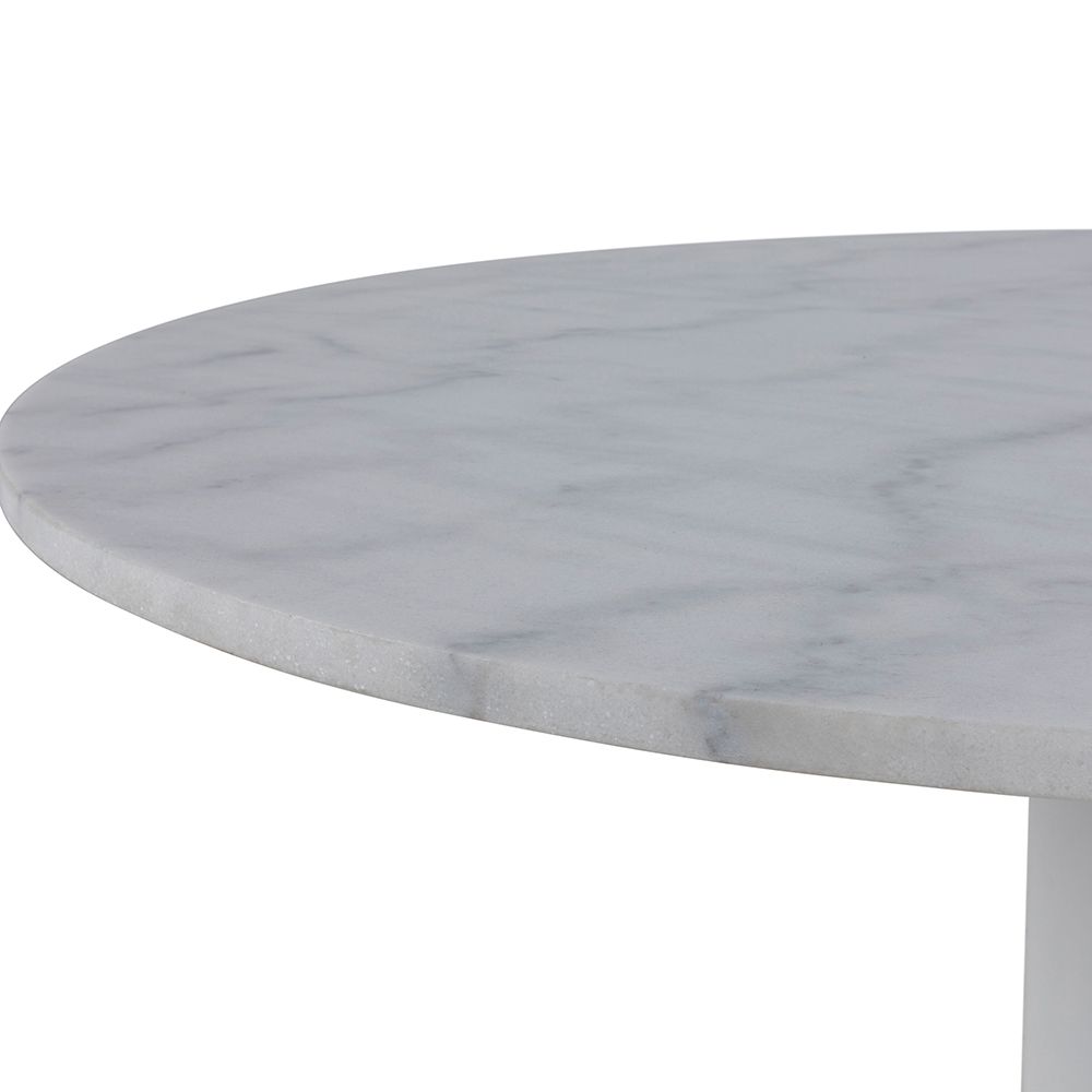 Tarifa Round Dining Table with White Polished Marble Top and White Base 110x110cm