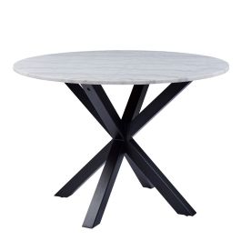 Heaven Round Dining Table with White Polished Marble Top 110x75.5cm