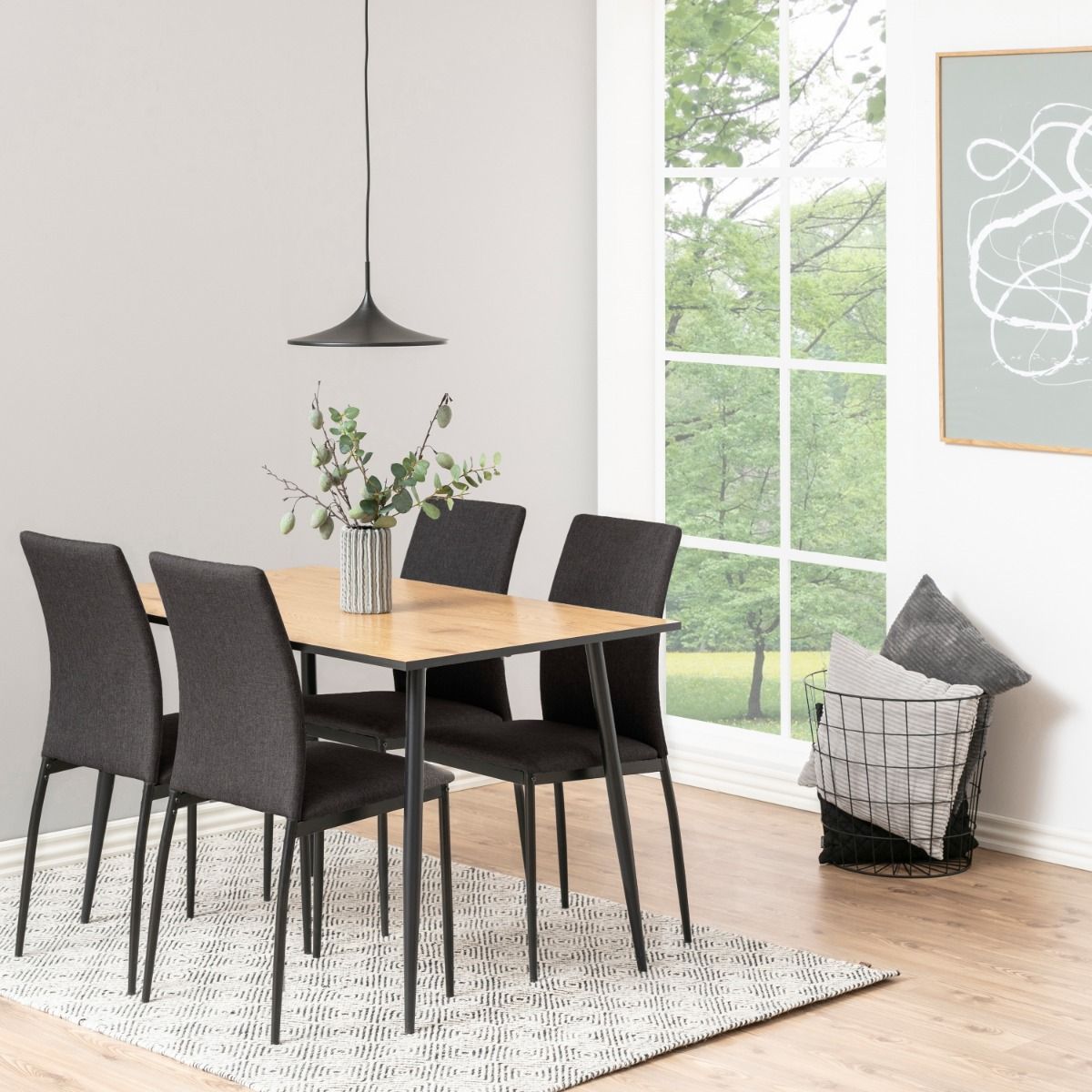 Wilma Dining Table with Oak Top & Black Legs 120x80cm