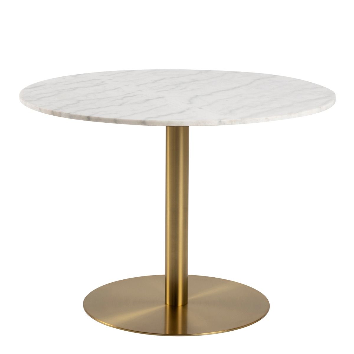 Corby Round Dining Table with White Polished Marble Top & Gold Base 105x75cm