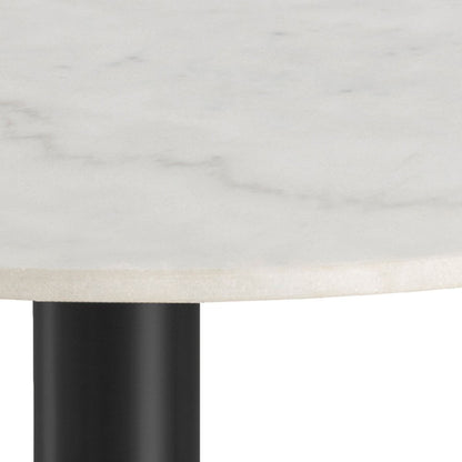 Corby Round Dining Table with White Polished Marble Top & Black Base 105x75cm