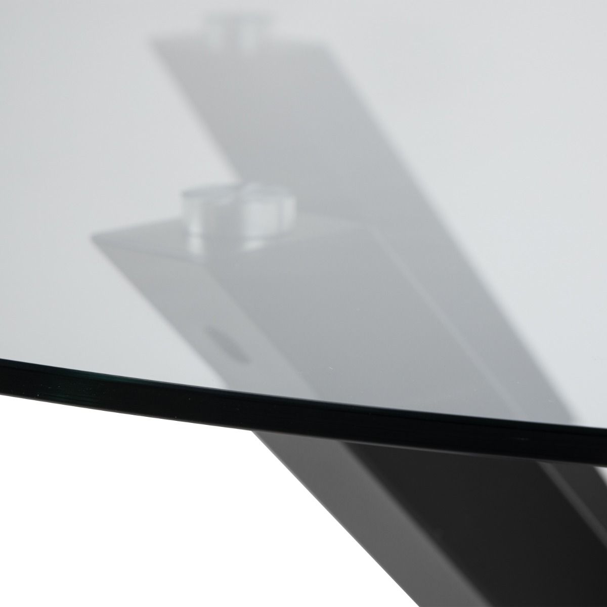 Heaven Round Dining Table with Clear Glass Top and Black Legs 119x75.5cm