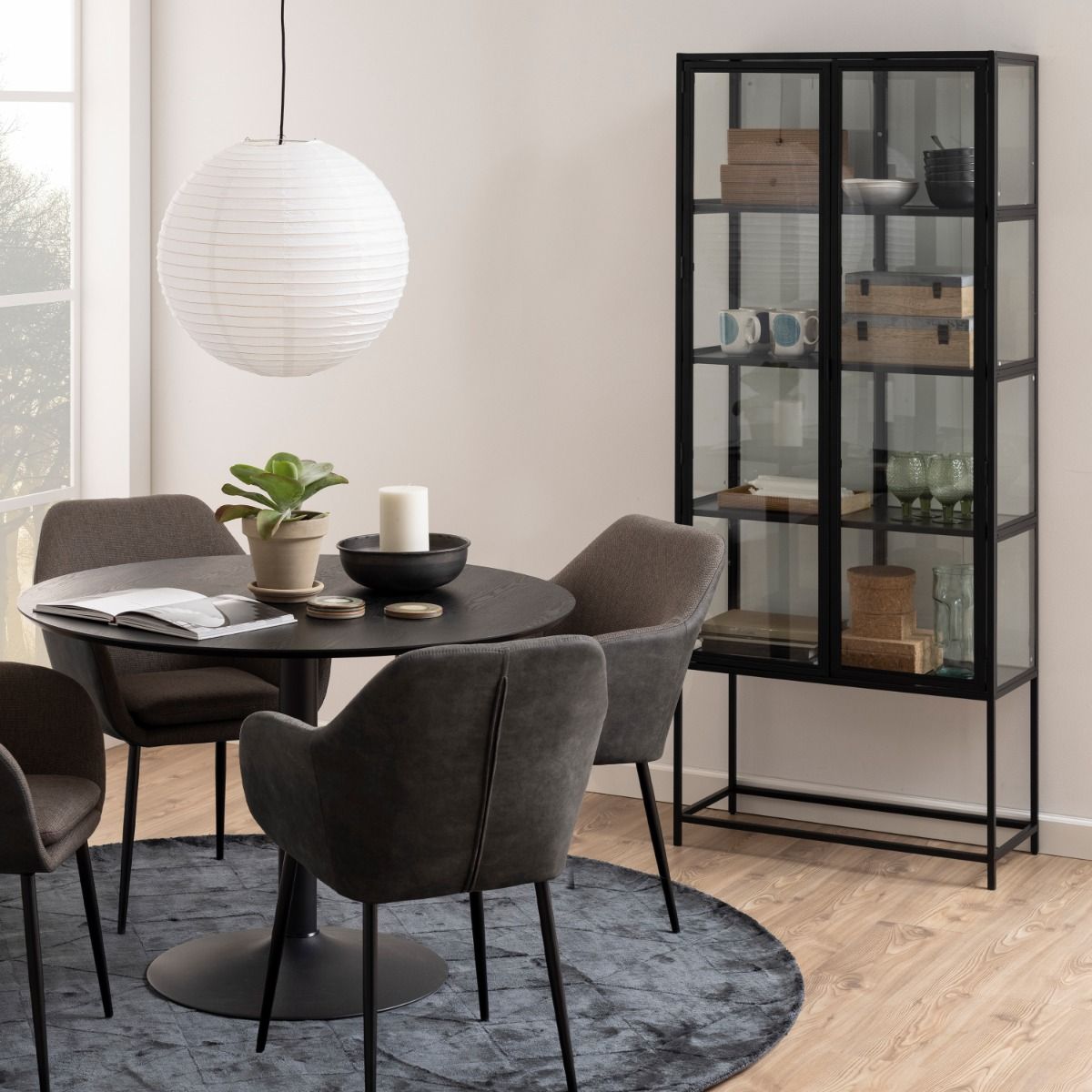 Seaford Tall Black Metal 2 Door Display Cabinet