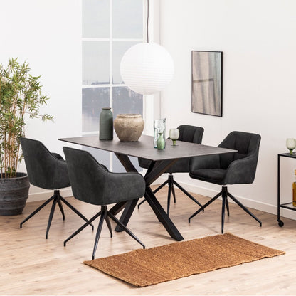 Heaven Dining Table in Ceramic Black Top 160x90cm
