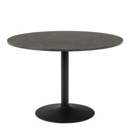 Ibiza Round Dining Table with Black Top and Matt Black Base 110x74cm