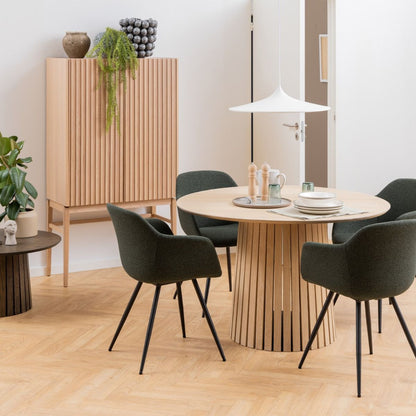 Christo Round Dining Table in White pigmented Oak
