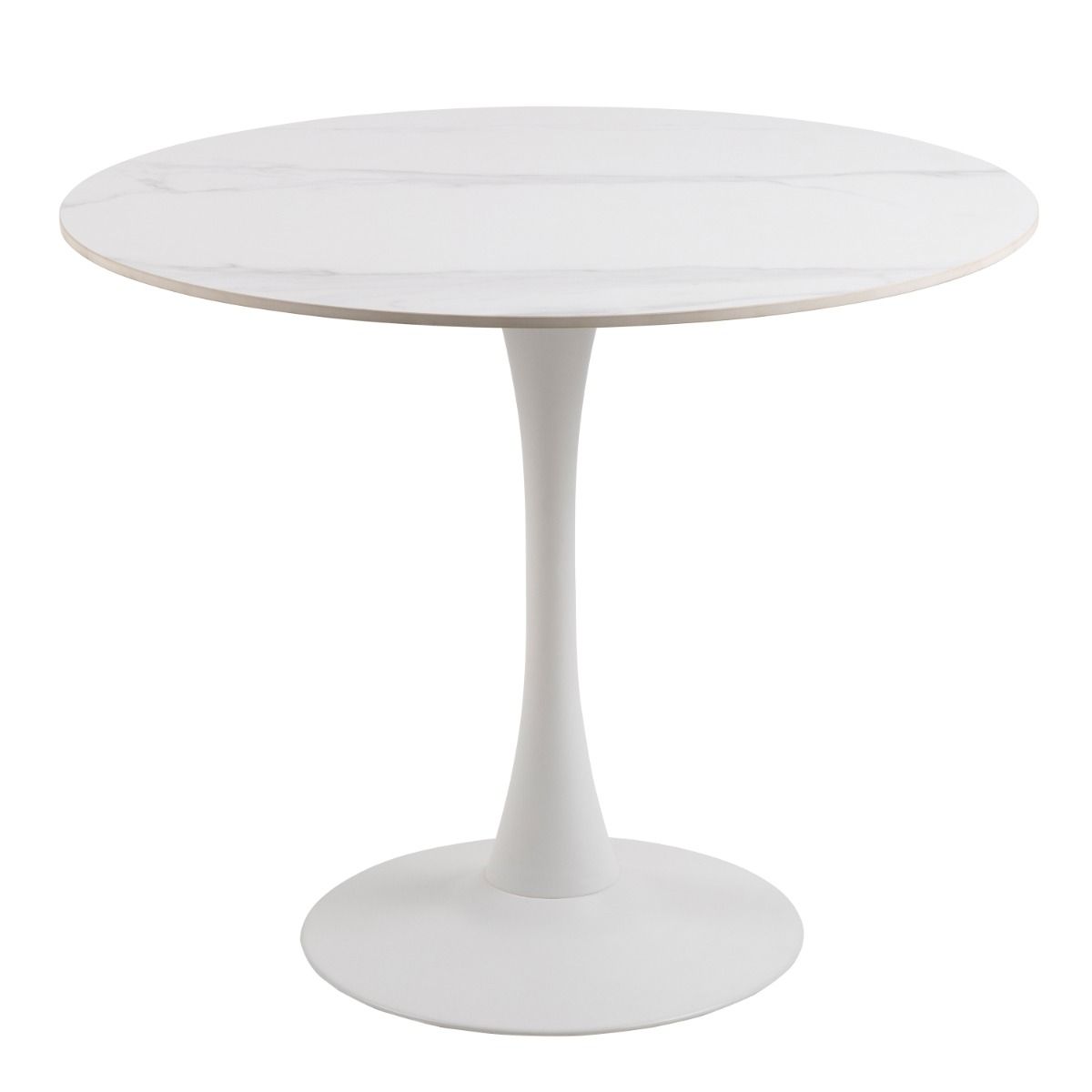 Malta Ceramic Round Dining Table in White 90x75cm