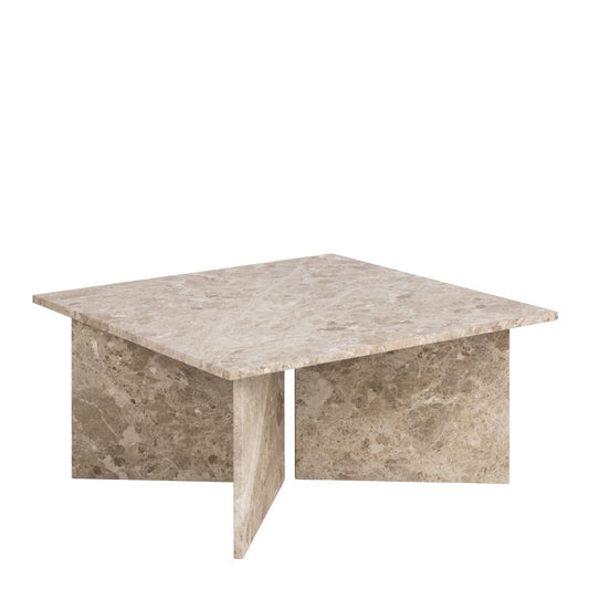 Vega Square Coffee Table with Brown Marble Top 90cm