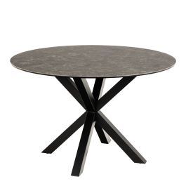 Heaven Round Dining Table with Ceramic Black Top 119cm