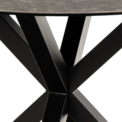 Heaven Round Dining Table with Ceramic Black Top 119cm