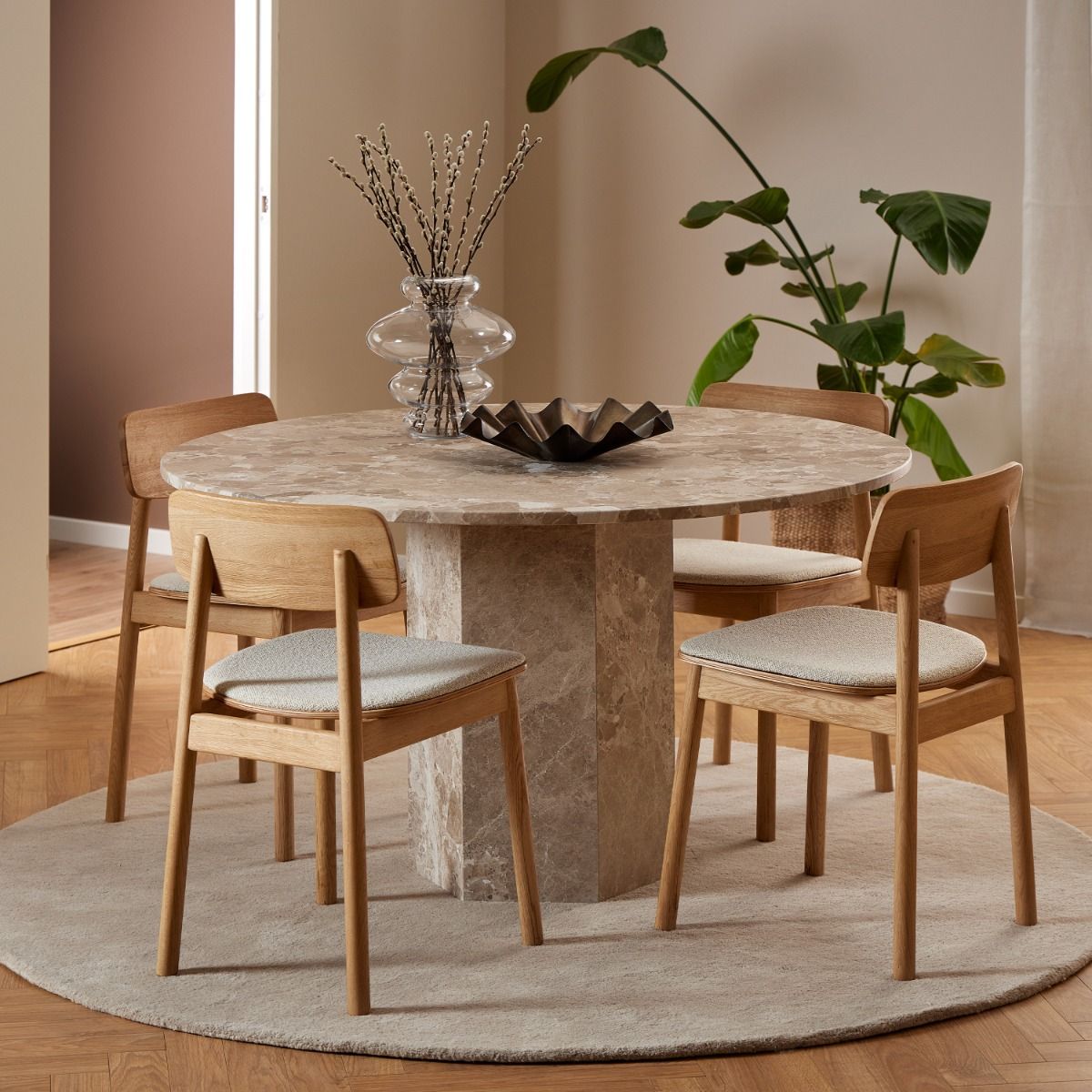 Naxos Round Dining Table in Brown Marble 130x130cm