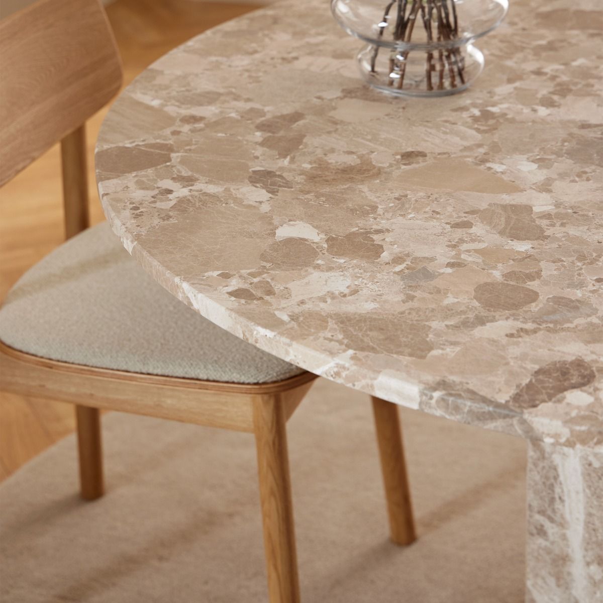 Naxos Round Dining Table in Brown Marble 130x130cm
