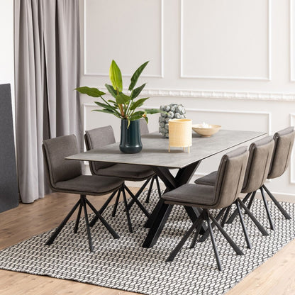 Heaven Dining Table with Ceramic Grey Top 200x75.5cm