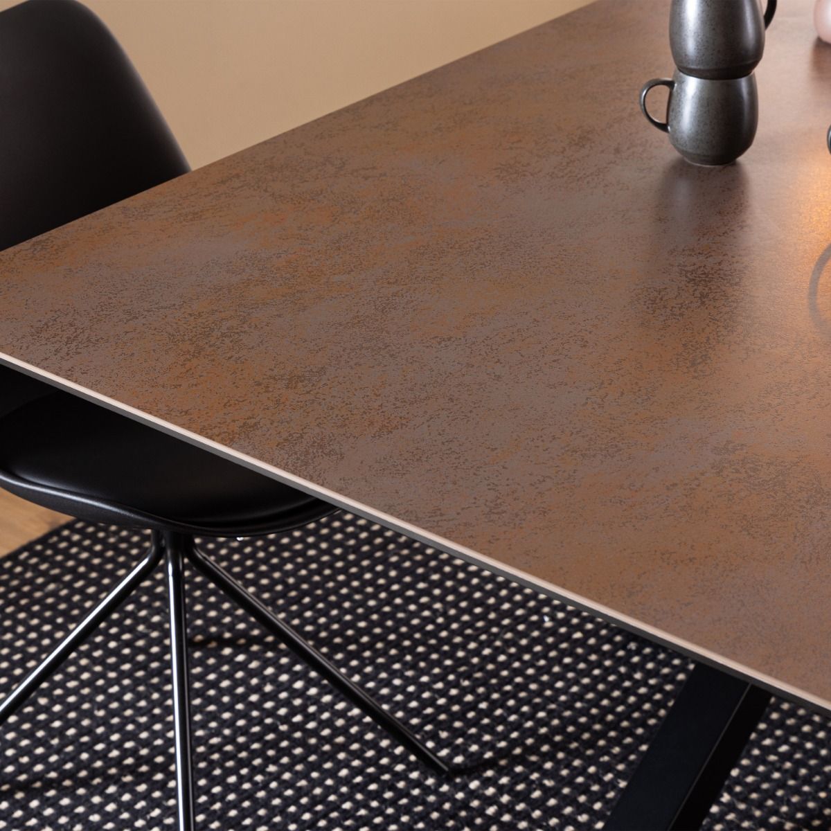 Heaven Dining Table with Ceramic Rusty Brown Top 200x75.5cm