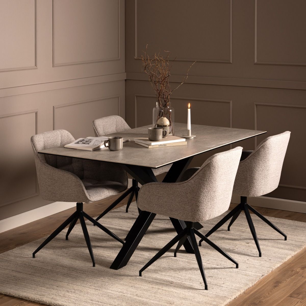 Heaven Dining Table in Ceramic Grey 160x90cm