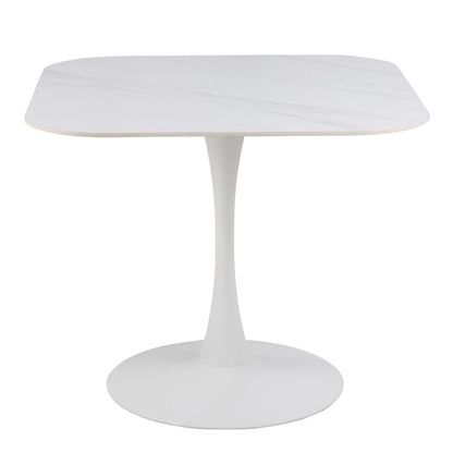 Malta Ceramic Square Dining Table in White 90x75cm