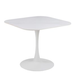 Malta Ceramic Square Dining Table in White 90x75cm