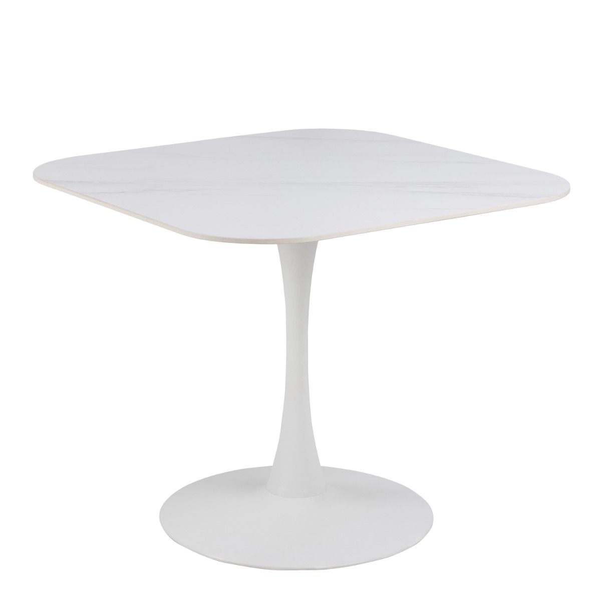 Malta Ceramic Square Dining Table in White 90x75cm
