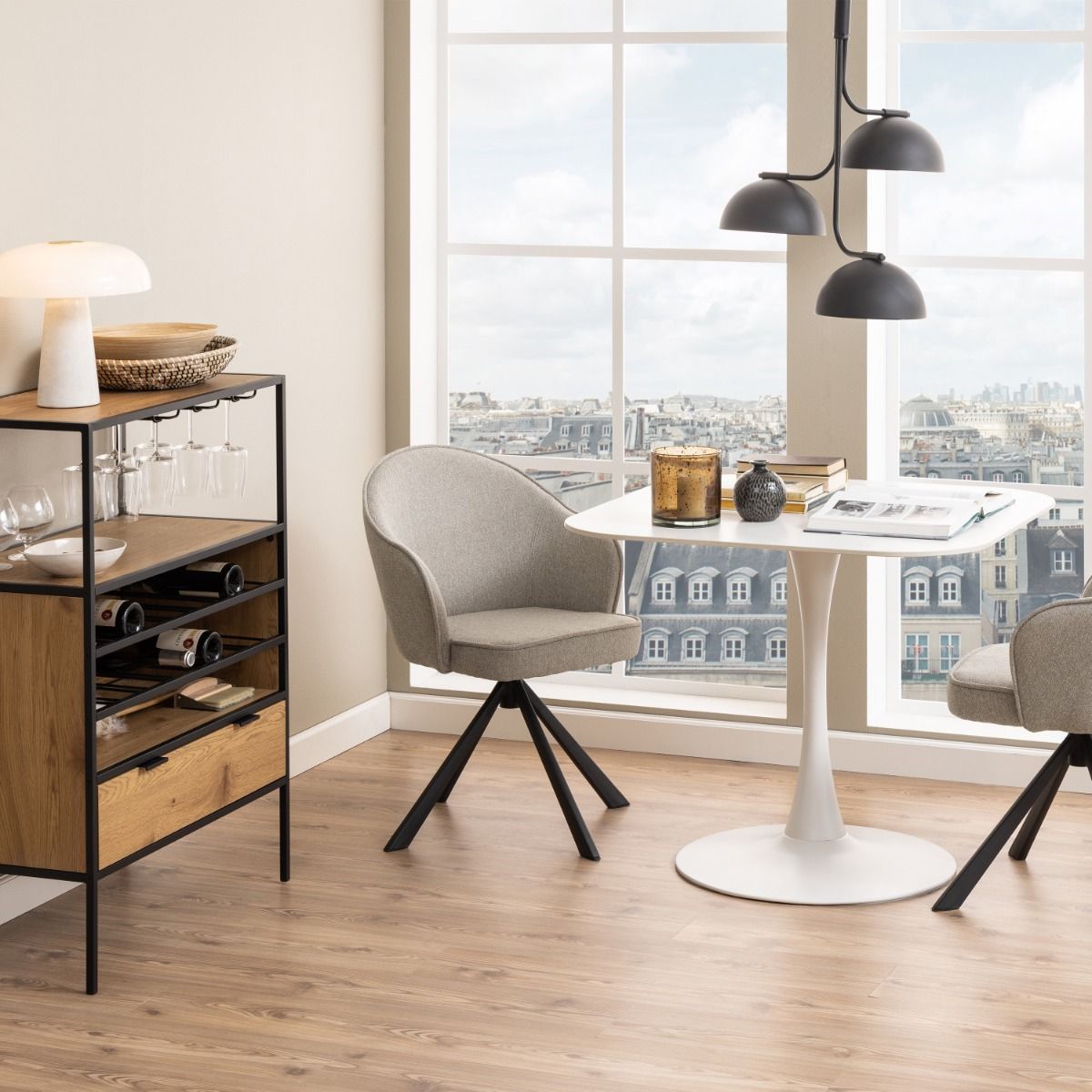 Malta Ceramic Square Dining Table in White 90x75cm