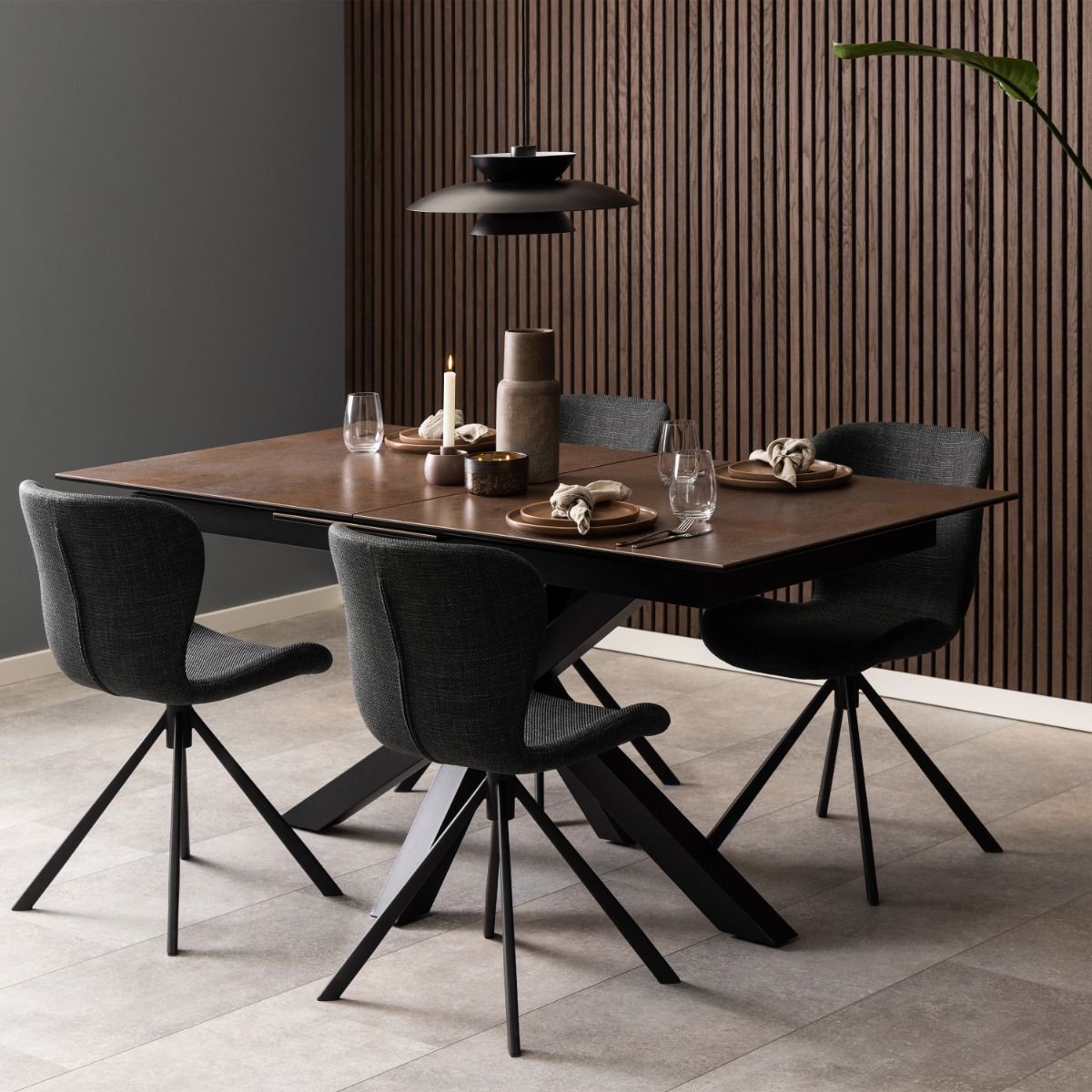 Heaven Extendable Dining Table with Ceramic Rusty Brown Top 168–210cm