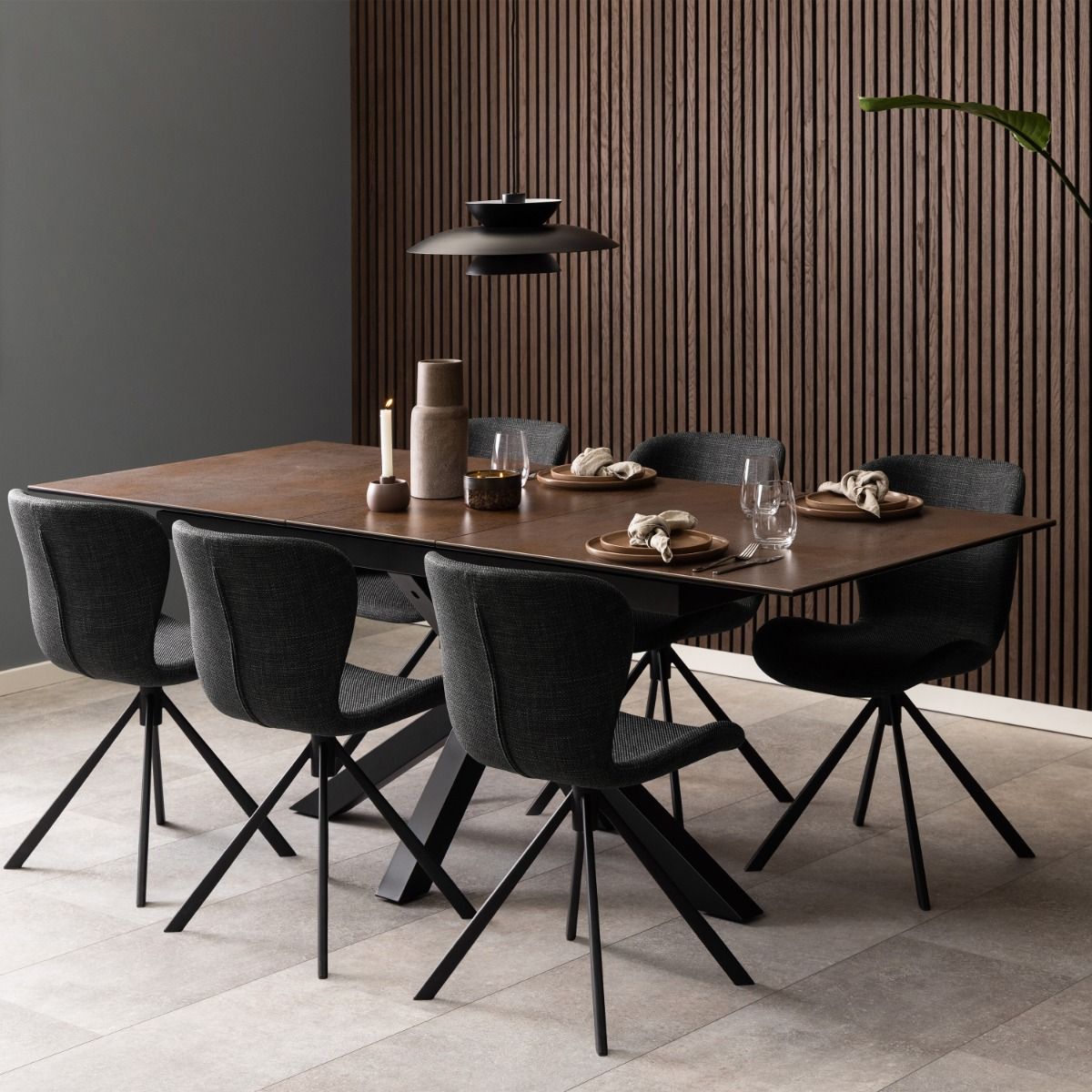 Heaven Extendable Dining Table with Ceramic Rusty Brown Top 168–210cm