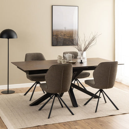 Heaven Extendable Dining Table with Ceramic Rusty Brown Top 200–240cm