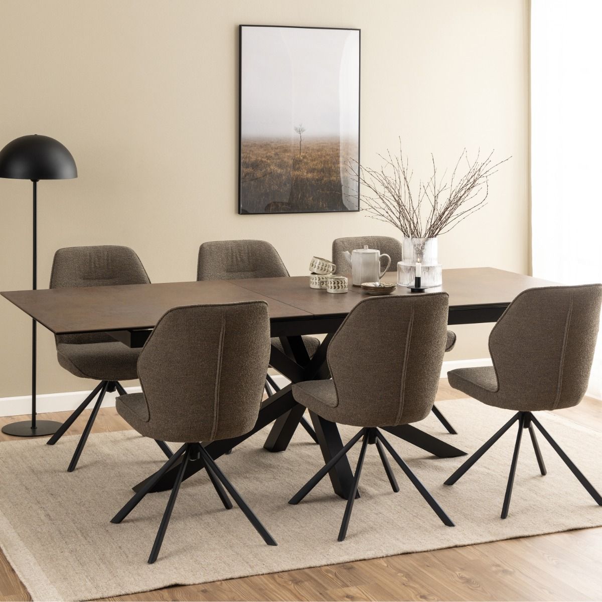 Heaven Extendable Dining Table with Ceramic Rusty Brown Top 200–240cm