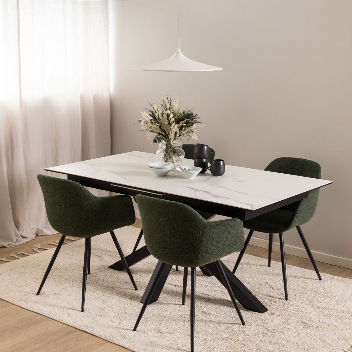 Heaven Extendable Dining Table with Ceramic White Top 168–210cm