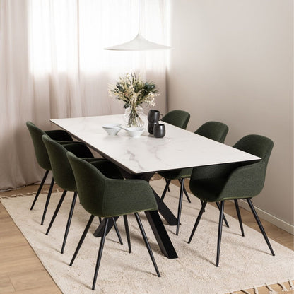 Heaven Extendable Dining Table with Ceramic White Top 168–210cm