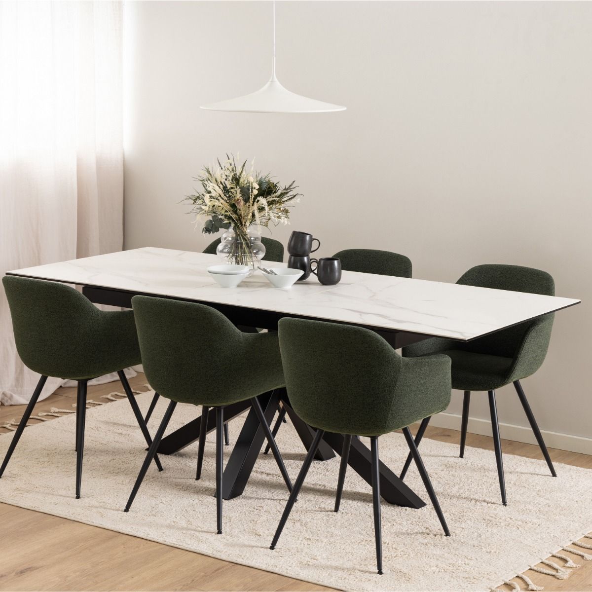 Heaven Extendable Dining Table with Ceramic White Top 168–210cm