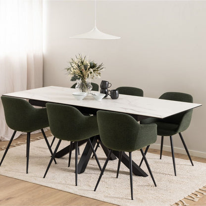 Heaven Extendable Dining Table with Ceramic White Top 168–210cm