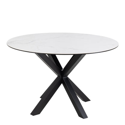Heaven Round Dining Table with Ceramic White Top 119cm