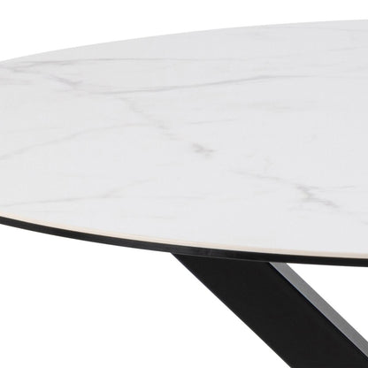 Heaven Round Dining Table with Ceramic White Top 119cm