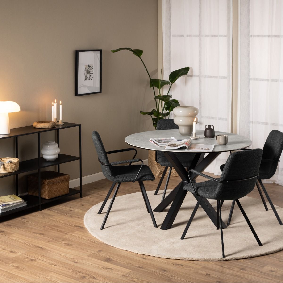 Heaven Round Dining Table with Ceramic Grey Top 119cm