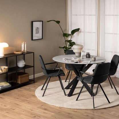 Heaven Round Dining Table with Ceramic Grey Top 119cm