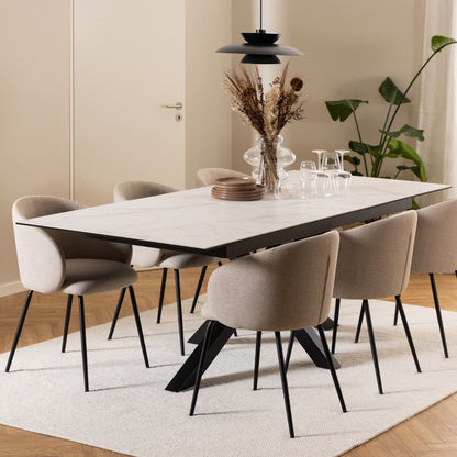 Heaven Extendable Dining Table with Ceramic White Top 200 to 240cm