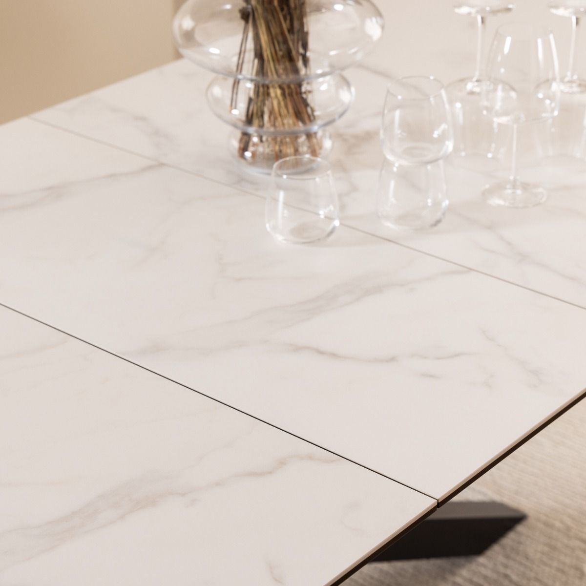 Heaven Extendable Dining Table with Ceramic White Top 200 to 240cm