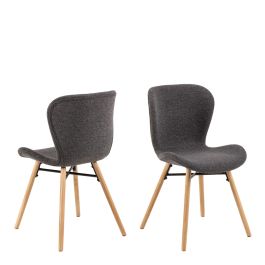 Batilda Dining Chairs with Grey Fabric and Oak Set of 2