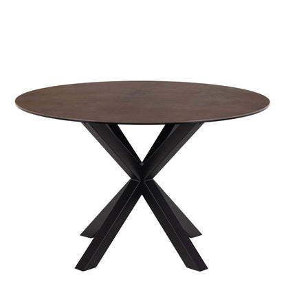 Heaven Round Dining Table with Ceramic Rusty Brown Top 119cm
