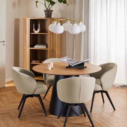 Soli Round Dining Table in Oak/Black 120x120cm