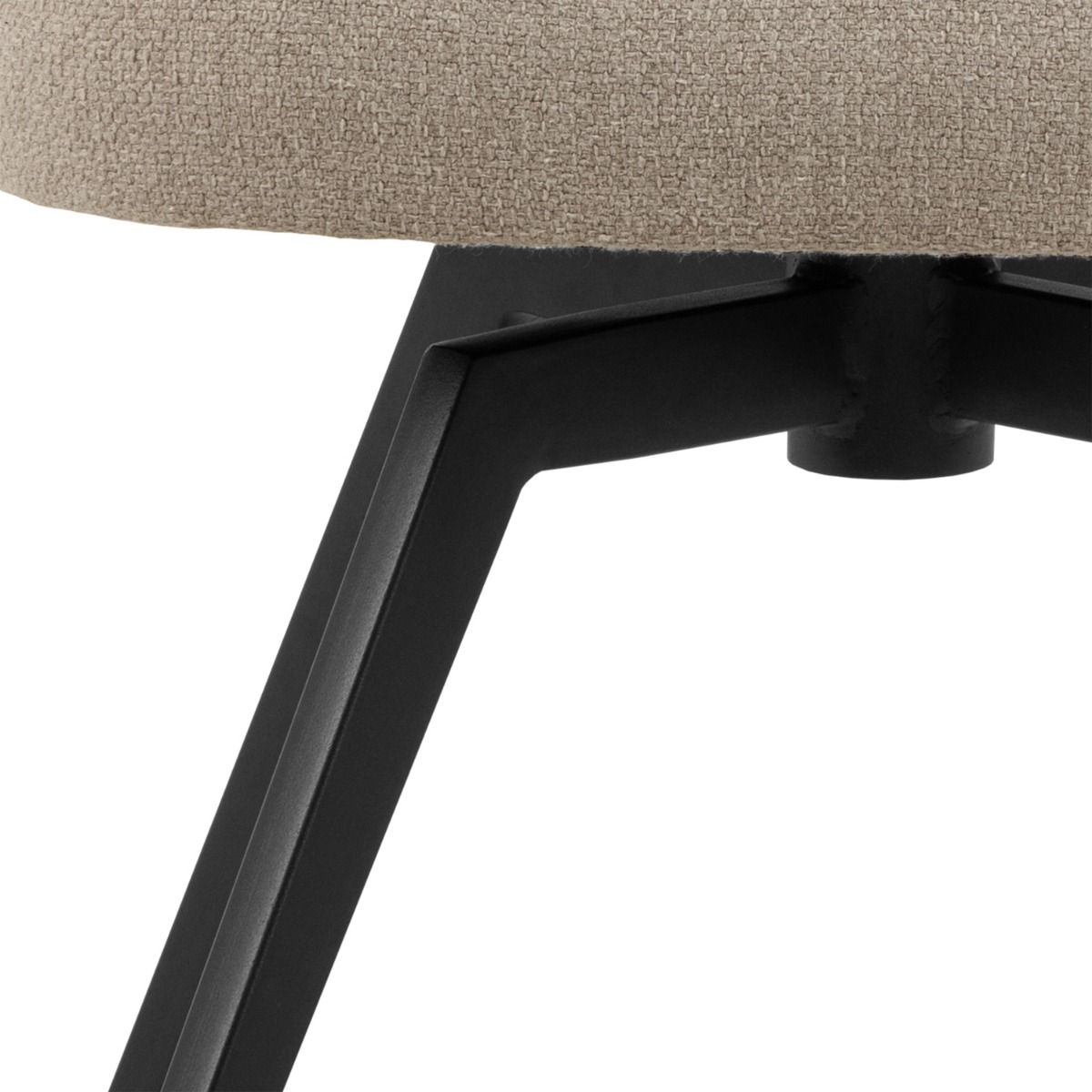 Soli Round Dining Table in Oak/Black 120x120cm includes 4 Darlene Dining Chairs with Armrest and Swivel Function in Beige