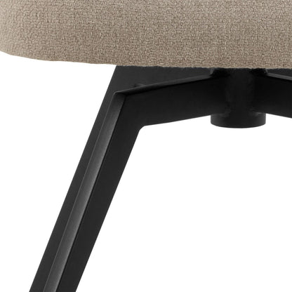 Soli Round Dining Table in Oak/Black 120x120cm includes 4 Darlene Dining Chairs with Armrest and Swivel Function in Beige