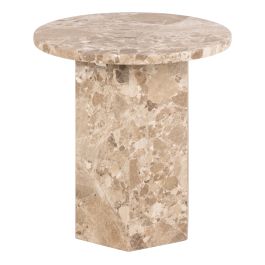 Naxos Round Side Table in Brown Marble 50x50cm