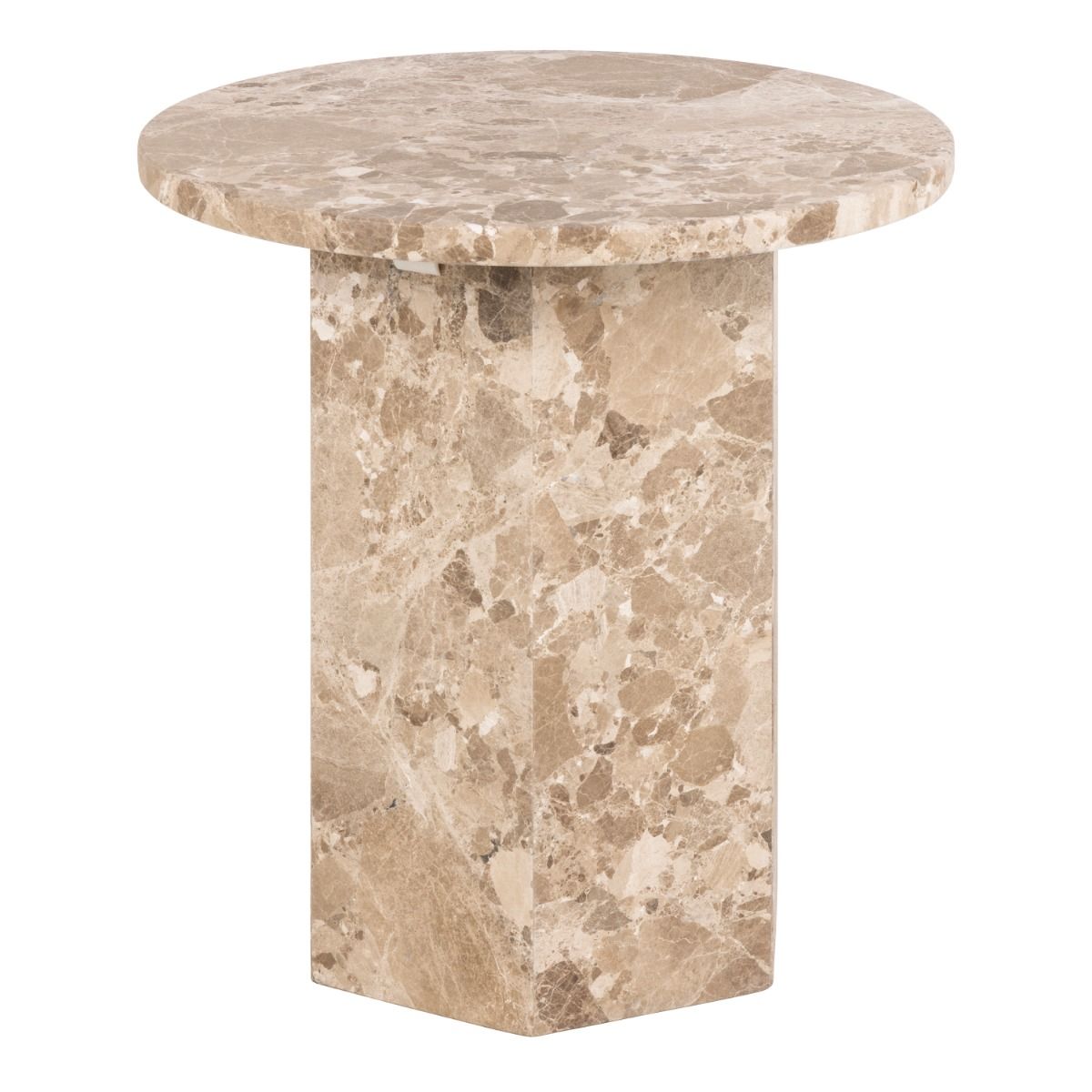 Naxos Round Side Table in Brown Marble 50x50cm